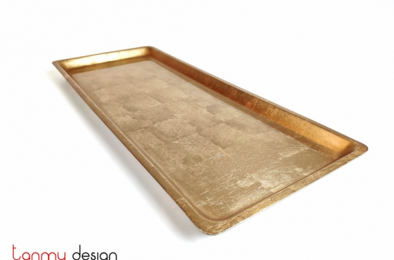 Rectangular lacquer tray with plain gold color/ L 18*43*H2cm